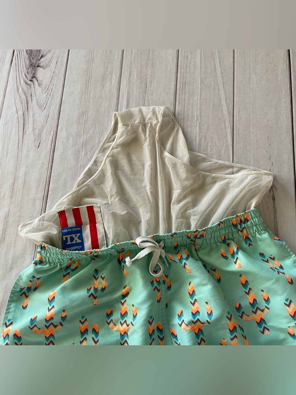 Chubbies Swim Trunks Shorts Mens XL Mint Green Cactus Print USA Drawstring Pool - Picture 11 of 15